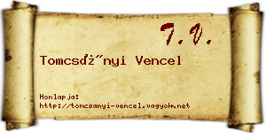 Tomcsányi Vencel névjegykártya